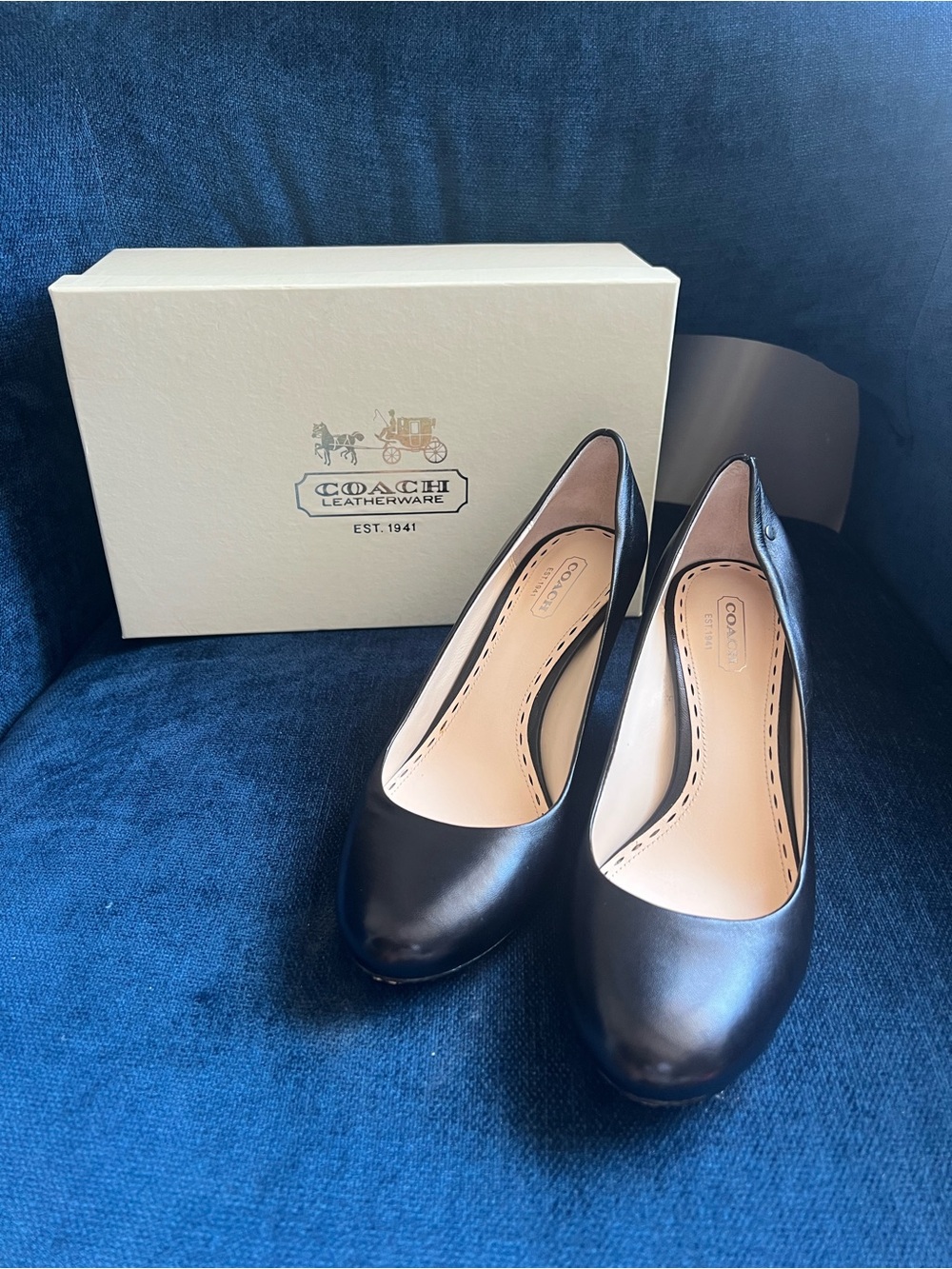 Authentic Coach Black Leather Round-Toe High Heel Pumps- worn once
